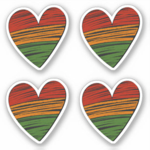 Sticker 4 x Kwanzaa Juneteenth Rouge Noir Vert Peinture Cœ