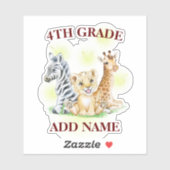 Sticker 4e année Squad Neon zoo sauvage Retour à l'école (Feuille)