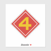 Sticker 4th Division des Marines Forces militaires des Éta (Feuille)