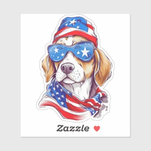Sticker 4th Of July Dog Sublimation-66361 (Feuille)