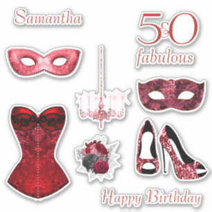 Sticker 50 ans et Fabuleux Corset Rouge Anniversaire
