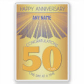 Sticker 50 ans | Golden Ray 12 étapes NOM PERSONNALISÉ (Devant)