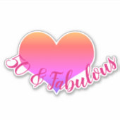 Sticker 50 Et Fabuleux Anniversaire Pink Heart Ombre (Devant)