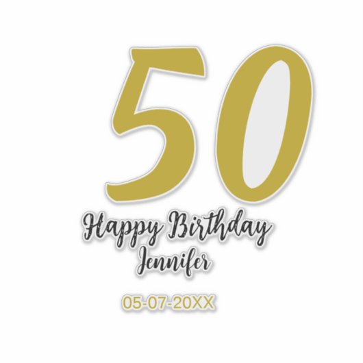 Sticker 50e anniversaire ajouter nom date année noire modè (Devant)
