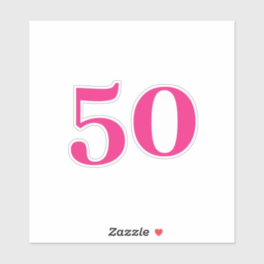 Sticker 50e anniversaire Hot rose Custom Age Numéro Cinqua (Feuille)