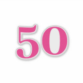 Sticker 50e anniversaire Hot rose Custom Age Numéro Cinqua (Devant)