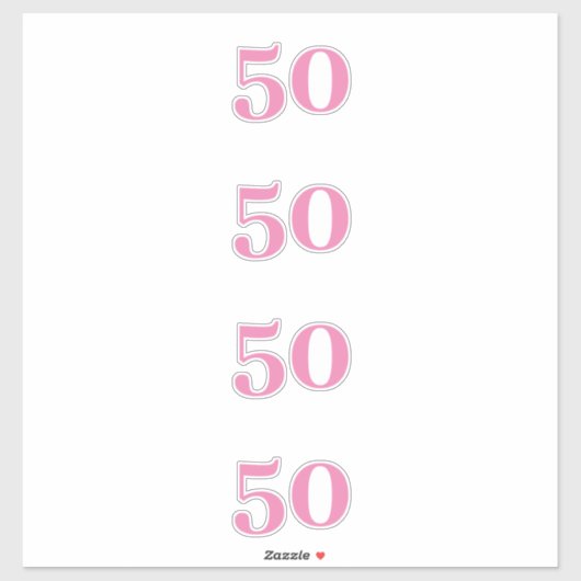 Sticker 50e anniversaire Rose Custom Age Numéro Cinquante (Feuille)