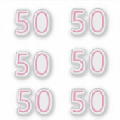 Sticker 50e anniversaire rose numéro Cinquante Motif âge (Devant)