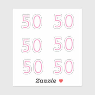 Sticker 50e anniversaire rose numéro Cinquante Motif âge