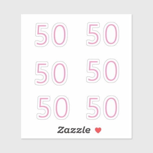 Sticker 50e anniversaire rose numéro Cinquante Motif âge (Feuille)