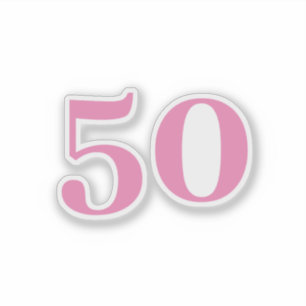 Sticker 50e Anniversaire rose sur mesure Numéro d'âge Cinq