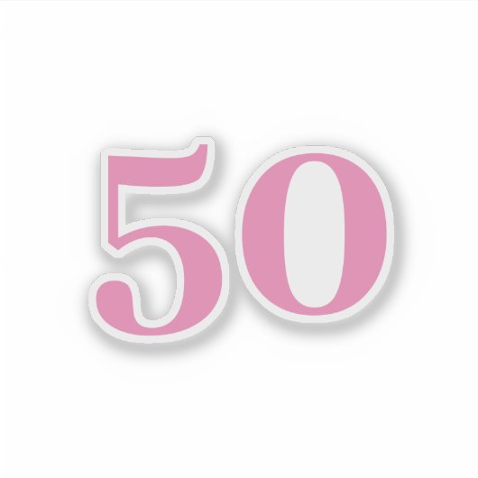Sticker 50e Anniversaire rose sur mesure Numéro d'âge Cinq (Devant)