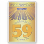 Sticker 59 ans | Golden Ray 12 étapes NOM PERSONNALISÉ (Devant)