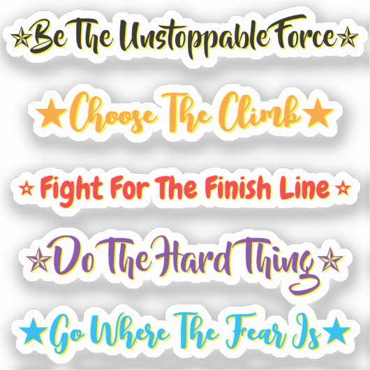 Sticker 5 citations de défi | Motivation & Inspiration (Recto)