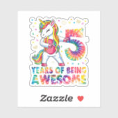 Sticker 5 Years Old Unicorn Flossing 5th Birthday Girl Uni (Feuille)