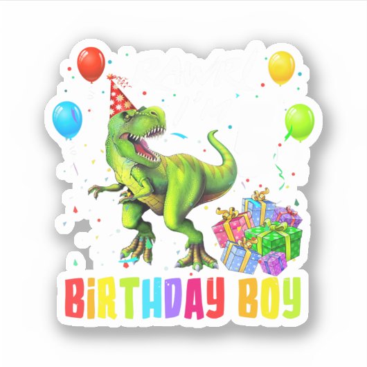 Sticker 5Th Birthday Boy Dinosaur T Rex (Devant)