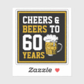 Sticker 60e anniversaire Cheers & Bières à 60 ans (Feuille)