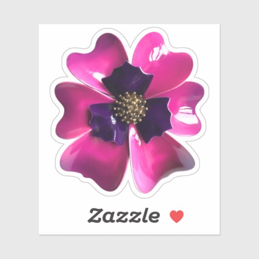 Sticker 60s MOD Hippie Orchidée Fleur Printemps Mariage de (Feuille)