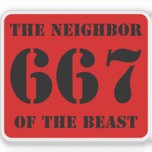 Sticker 667 Le Voisin de la Bête (noir sur rouge)
