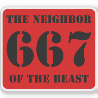 Sticker 667 Le Voisin de la Bête (noir sur rouge)