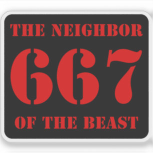 Sticker 667 Le Voisin de la Bête (rouge sur noir)