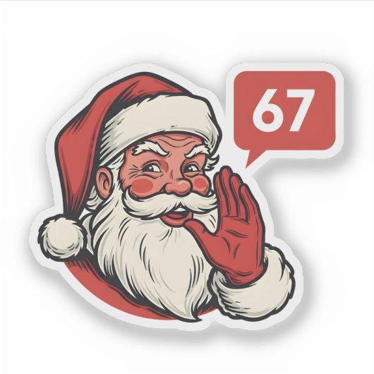 Sticker 67 Christmas Merry Six Seven Brainrot Santa Claus (Devant)