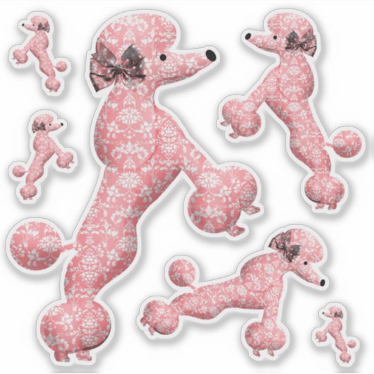 Sticker 6 Chien de caniche rose (Devant)