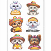 Sticker 6 Cute Taco Mardi Chiots (Devant)