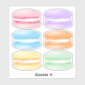 Sticker 6 macarons de couleurs variées (Feuille)