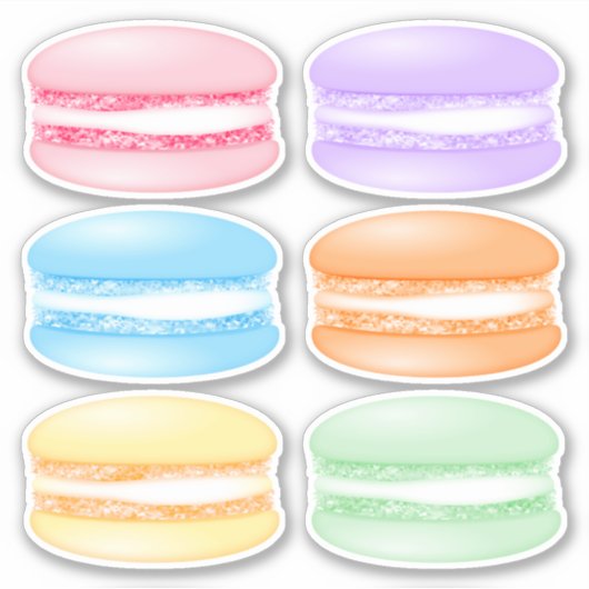 Sticker 6 macarons de couleurs variées (Devant)