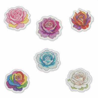 Sticker 6 roses colorées