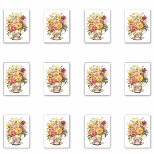 Sticker 6 Tasse de Fleurs (Devant)