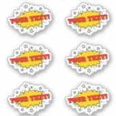 Sticker 6 Votre nom Texte Rouge Jaune Pop Art Burn 4" Viny (Devant)