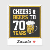 Sticker 70e anniversaire Cheers & Bières à 70 ans drôle (Feuille)