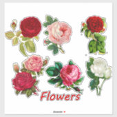 Sticker 7 Beaux Roses pour Scrapbooking (Feuille)