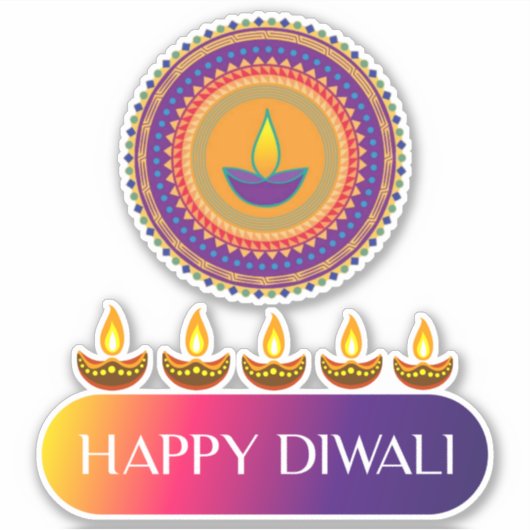 Sticker #7.Heureux Diwali, fête des lumières de l'Inde (Devant)
