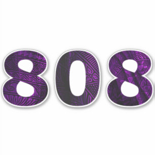 Sticker 808 Hawaii Tribal Blk Purple