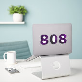 Sticker 808 Hawaii Tribal Blk Purple (Ordinateur portable sur le bureau)