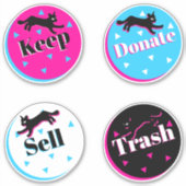 Sticker 80s Chats Noir rose Géométrique Konmari Organisati (Devant)