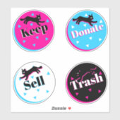 Sticker 80s Chats Noir rose Géométrique Konmari Organisati (Feuille)