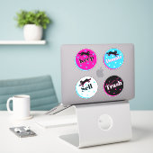 Sticker 80s Chats Noir rose Géométrique Konmari Organisati (Ordinateur portable sur le bureau)