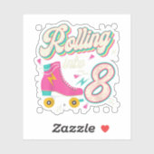 Sticker 8 Anniversaire Roller Patins Roulant Dans 8 Ans Ol (Feuille)