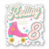 Sticker 8 Anniversaire Roller Patins Roulant Dans 8 Ans Ol (Devant)