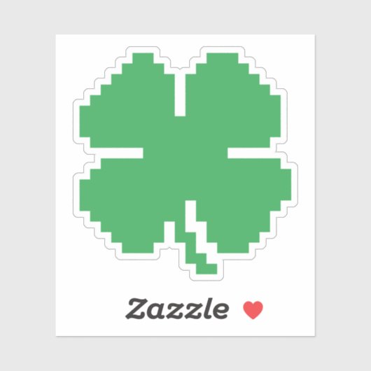 Sticker 8 bits Pixel Lucky Four Leaf Clocher (Feuille)