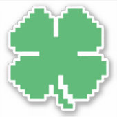Sticker 8 bits Pixel Lucky Four Leaf Clocher (Devant)