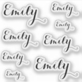 Sticker 8 Custom Name Word, 4-5 letters Elegant Script Blk (Devant)