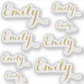 Sticker 8 Custom Name Word, 4-5 letters Elegant Script Gld (Devant)