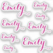 Sticker 8 Custom Name Word, 4-5 letters Elegant Script Pnk (Devant)