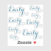 Sticker 8 Custom Name Word, 4-5 letters Elegant Script Tel (Feuille)