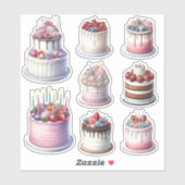 Sticker 8 Gâteaux d'anniversaire (Feuille)